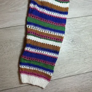 NWT knit striped crocheted Colorful fall cropped sweater cardigan‎ size medium thumbnail 4