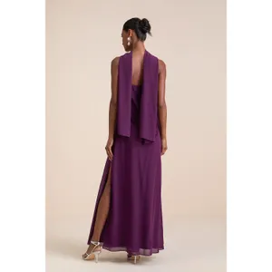 NWT Lulus Rawya Plum Purple Strapless Maxi Dress and Scarf Set Bridesmaid Sz XS thumbnail 3