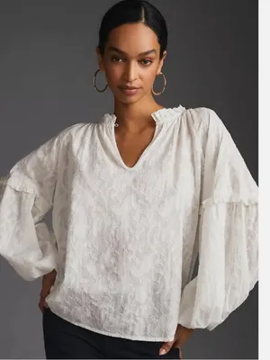 Forever That Girl x Anthropologie Long Sleeve Justine Blouse Women’s Small thumbnail 1