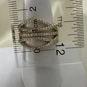 14K Gold Plated‎ Womens Crossover Ring Multi Row Cubic Zirconia Size 8 thumbnail 5