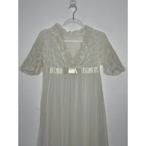 American Vintage 1970s Ivory Lace Chiffon Bridal Robe Gown Unbranded Small P thumbnail 15
