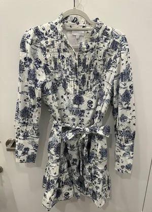 Sugar Lips Blue Toile Pintuck Shift Dress thumbnail 3