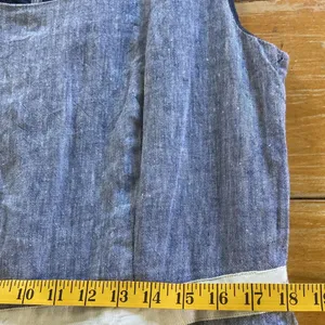 BODEN 100% Linen Chambray Blue White Embroidered Sleeveless Dress Size 14 thumbnail 8