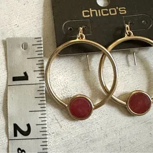 Chico’s Brooklyn gold tone and red earrings thumbnail 3
