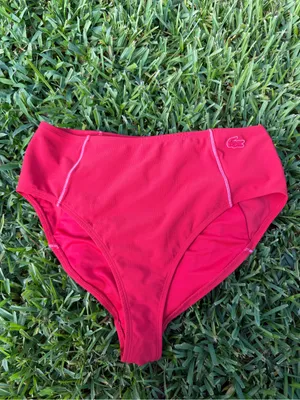 Lacoste Technical Jersey High Waist Bikini Bottom Red Pink Logo US 6 Small thumbnail 3