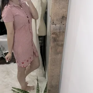Vintage Red Gingham Button-Up Dress with floral embroidered bottom size 8 thumbnail 3