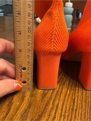 Orange knit sock boots thumbnail 3