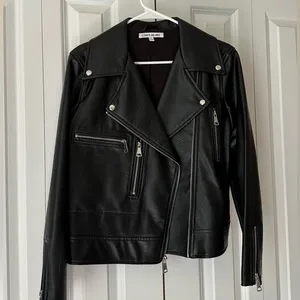 Elizabeth and James Kohl's Women's Faux Leather Moto Jacket Black Size S thumbnail 1