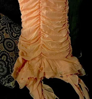 SheIn Pink,silk party dress with lots of frills. Size small. Never worn. Barbiecore thumbnail 2