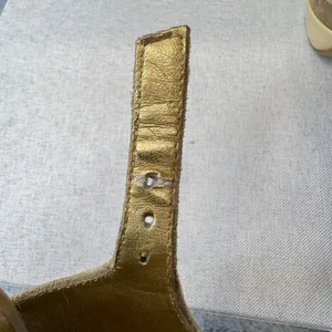 Jessica Simpson‎ Tan Gold Suede Patent Platform T-Strap Peep Toe Heels 7.5B thumbnail 10