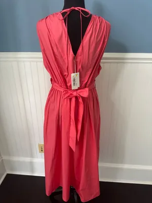 NWT Lucy Paris 💯% Cotton Ilona Coral Floral Midi Dress ~ Size Medium 🌺 thumbnail 11