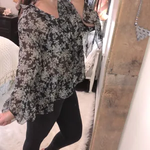 Victorias Secret size small black floral slightly sheer boho top thumbnail 3