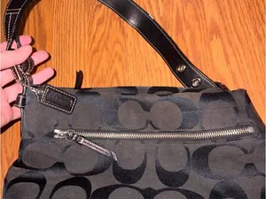 Coach Black Signature Canvas Shoulder Bag thumbnail 8