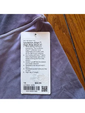 Lululemon Align Short High Rise 4” Aurora Haze Purple Size 14 NWT thumbnail 3
