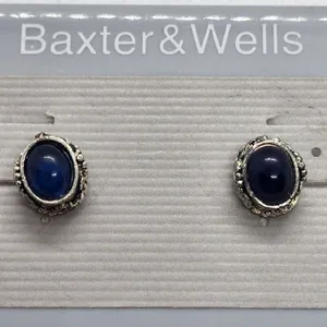 NWT Baxter & Wells Silver & Blue Stud Earrings thumbnail 1