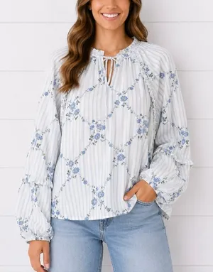 Old Navy NWT floral ruffled puff sleeve blouse size large thumbnail 1