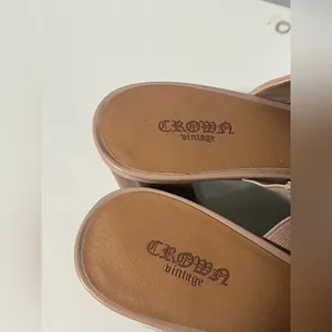 CROMA bintage LARA Yellow and Gray Floral Mules thumbnail 6