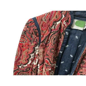 Anthropologie Quilted Paisley Jacket Red Blue Hook Eye Cropped XS Womens‎ thumbnail 4