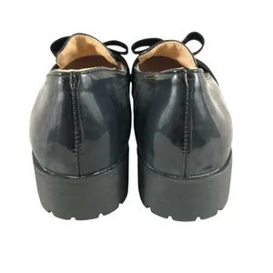 Womens Slip On Loafers Rockabilly Retro Faux Leather Bow Black 38 US Size 7 thumbnail 3