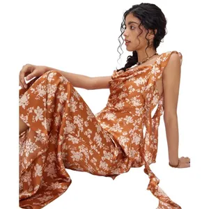 Nordstrom NWT Cider Woven Cowl Floral Ruffle Hem Maxi Dress Sz 6 thumbnail 5
