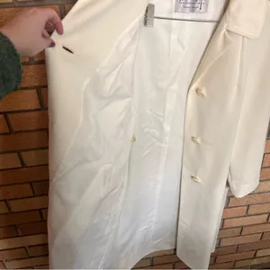 The Women’s Shop Vintage Ribbed Long Cream Button Trench Over Coat thumbnail 5