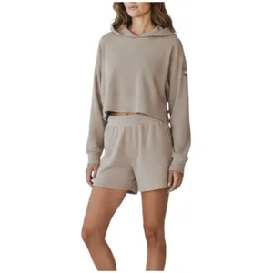 ALO YOGA Muse Ribbed Knit Cropp Hoodie Sz S Athletic Everyday Outdoor City Chic thumbnail 12