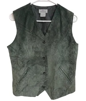Vintage Y2K Great Northwest Green Suede Leather Vest Western Fairy Size M thumbnail 1