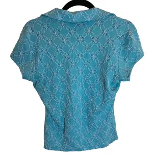 International Concepts Y2K floral lace short sleeve polo shirt thumbnail 2
