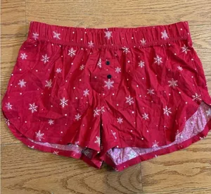 NWT WonderShop at Target Red Snowflake Christmas Sleep Shorts - Small Holiday PJ thumbnail 1