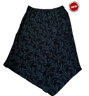 Alfani Leafy Vines Handkerchief Hem Midi Skirt Teal Black Size 14 NWT | 0118 thumbnail 1