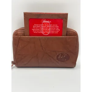 Buxton Brown Genuine Leather Double Zip Around RFID Organizer Wallet‎ Women thumbnail 3