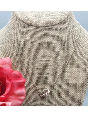 Adorable GUESS Rose Gold Tone Double Heart Pendant Necklace Dainty 16" Long thumbnail 3