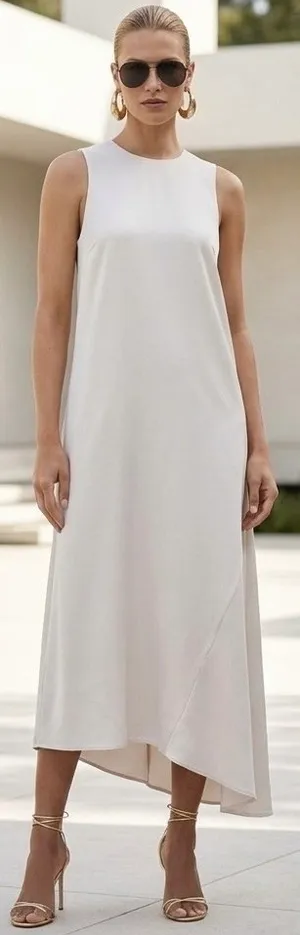 Sold Out Vira L Zara Asymmetrical Satin Effect Midi Dress Nwt S thumbnail 4