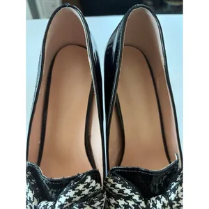 Source Unknown black patent pointed-heels with prominent black-and-white houndstooth bows thumbnail 4