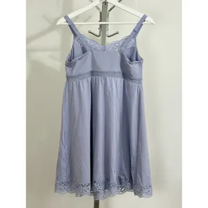UNDERSTANCE Womens Size S Blue Lavender Lace Trimmed Chemise Sleepwear Nightgown thumbnail 2