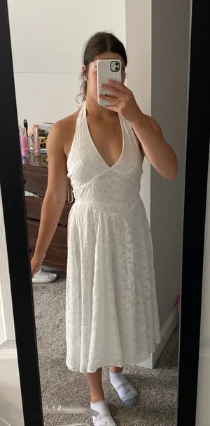 Lulus white halter neck dress thumbnail 1