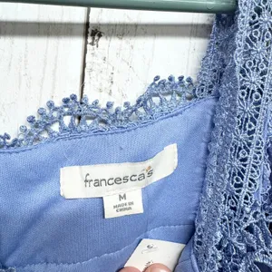 Francesca’s Dress Women Size M Periwinkle Off‎ Shoulder Blue Lace Mini Fairy thumbnail 2