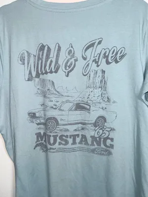 Maurices Mustang Wild & Free Graphic Tee Light Aqua Short Sleeve thumbnail 8