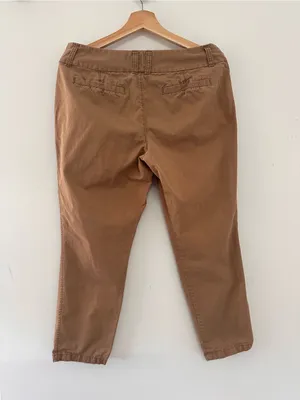 Vintage Old Navy Y2K Tan Pleated Chino Trousers Size 8 Cropped Cotton thumbnail 2