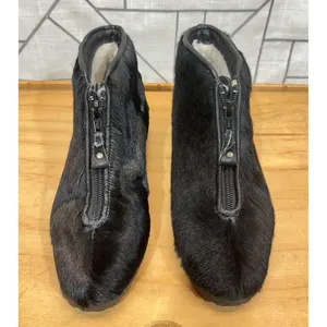 BLONDO Vintage Fur Booties Zipper Waterproof Low Lug Black Womens Size 6‎ thumbnail 4