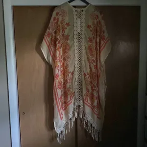 NWT Woven Heart boutique yellow floral tassel boho kimono, size XL thumbnail 7