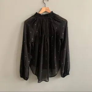 Free People Ready to Run Chiffon Boho Top Sheer Black Size XS thumbnail 3