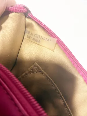 COACH Pink Cardinal Leather Rounded Wristlet Zipper Pouch Gold Satin Inner thumbnail 3