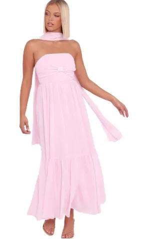 NEW Petal & Pup Celestria-Maxi-Dress-Pink 4 $99 NO SCARF thumbnail 1