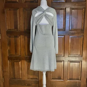 NWT J.‎ Crew Lurex Twist Back SIlver Merino Wool Blend Dress Size Small thumbnail 6