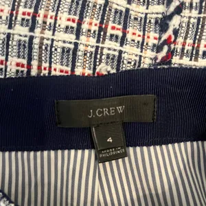J. Crew Women’s Navy‎ Blue White Tweed Pencil Skirt Fringe Trim Size 4 Preppy thumbnail 3