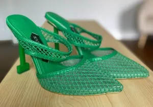 Jessica Rich Green Mesh Heels Bold Kelly Green Summer Wedding Quiet Luxury Gala thumbnail 1