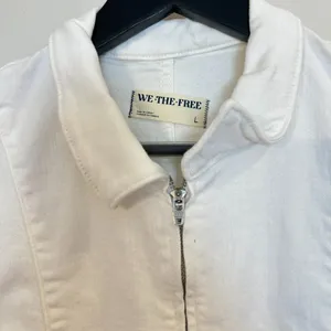 FREE PEOPLE Jayde Denim Flared Jumpsuit in Pure White Size Large thumbnail 6