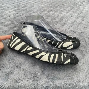 Zebra Ballet Flats Lauren Ralph Lauren Abigail II Black White Buckle Size 8B thumbnail 5