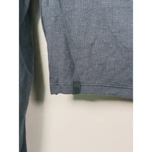 Lululemon Hold Tight Cropped Long Sleeve Shirt Size 6 Blue Ribbed Fitted Casual thumbnail 7